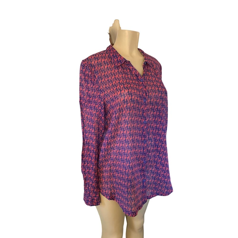 Women M Anthropologie Hei Hei Day Trip Giraffe Shirt Blouse Top Button-Up